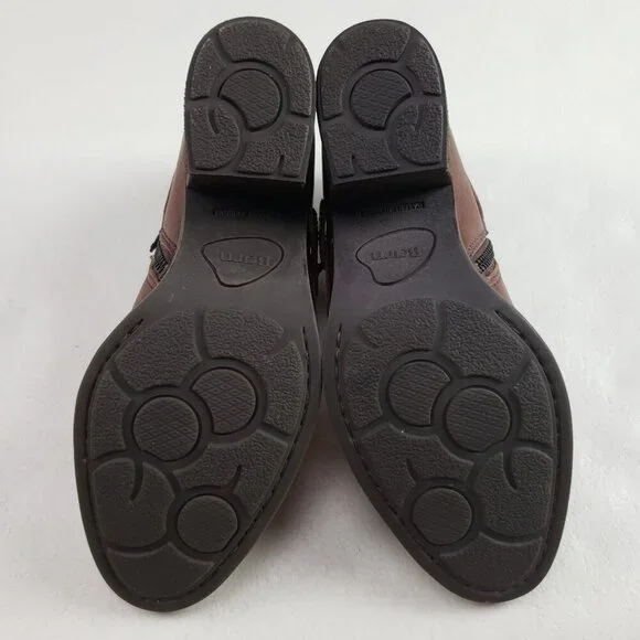 Born Timmons Leather Ankle Boot Womens 7.5 Brown Side Zip Heeled Comfort Bootie - Picture 10 of 11